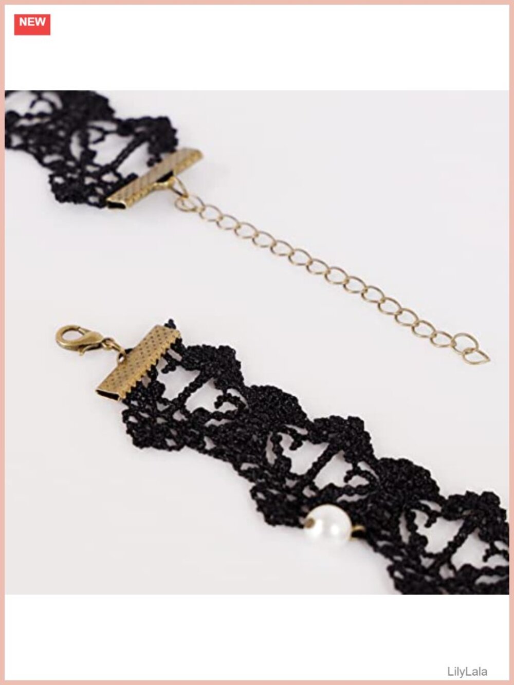 Lace Choker Necklace Bracelet Ring Set Gothic Victorian Charm Adjustable - Picture 3 of 4